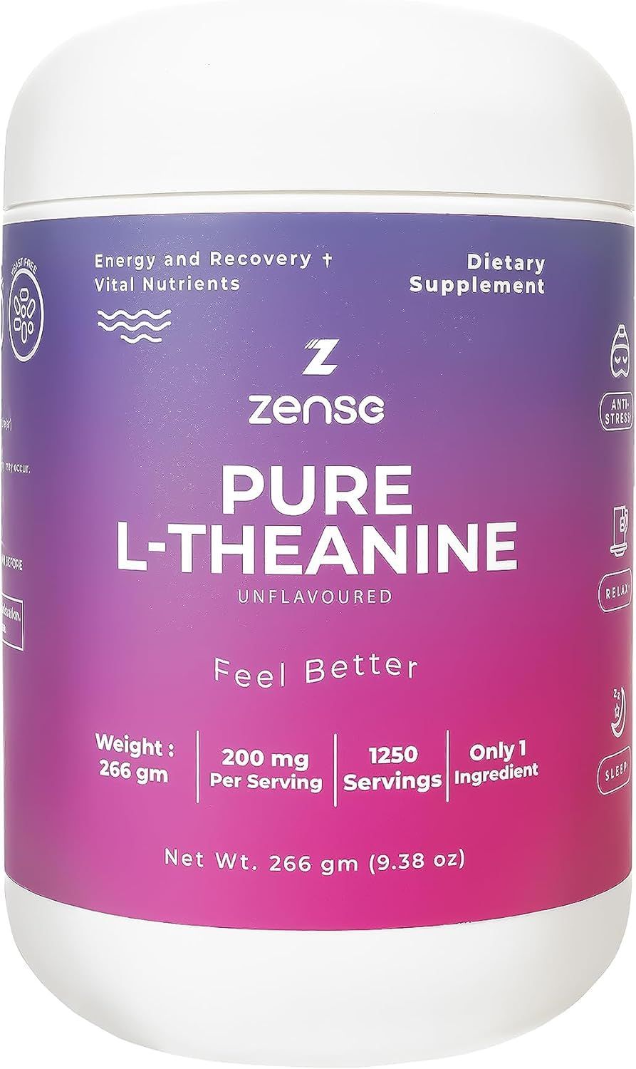 Pure L-Theanine Powder 100 266gm-1,250 Servings Natural L-Theanine Supplement - Only 1 Organic Ingredient, Free of Sugar,Soy, Filler, Melatonin, Non-GMO, Vegan