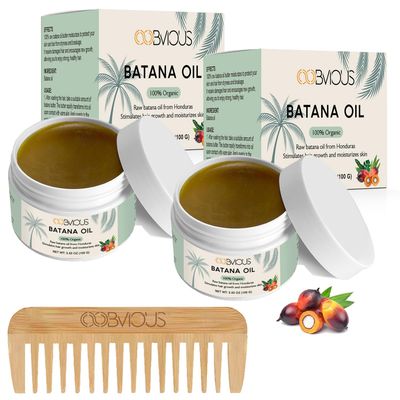 Oobvious Batana Oil Hair Skin Treatment - Natural Mask, Deep Hydration, Hair Growth Moisturizer for Men Women with Coffee Scent (2 x 3.53 Oz)