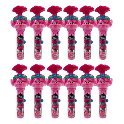 Pop Ups! Trolls Lollipop Holder Collectable Trolls Lollipop Case Party Favors for Halloween, Goodie Bags, Piata Candy, Game Prizes Bulk Set of 12 Lollipops Included