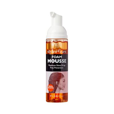 Red by Kiss Foaming Mini Travel Size Mousse, Maximum Shine Wrap Mousse, Reduce Prevent Frizz, Define Curls, Hold Styles, Nourishes Dry Crips Hair (Hibiscus Shea Butter)