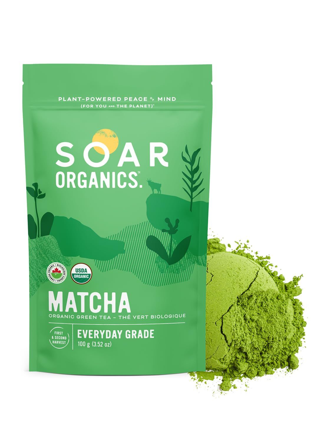 Soar Organics - Everyday Grade Matcha Green Tea Powder - Authentic Japanese Origin - First Second Harvest Blend (3.52 oz)