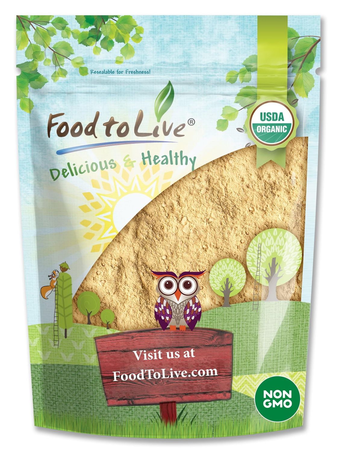 Food to Live Organic Yellow Maca Powder, 2 Pounds - Non-GMO, Kosher, Raw Ground Maca Root, Vegan, Flour, Bulk