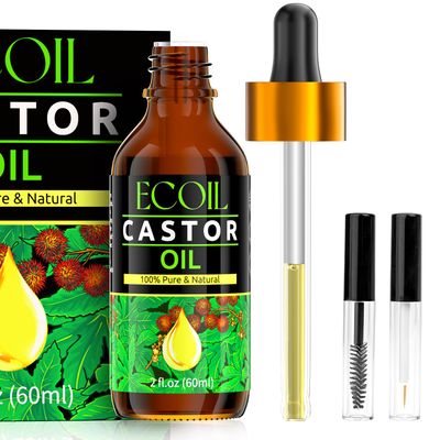 ECOIL 100 Pure Organic Castor Oil (2oz), Nourishing Hair, Lush Eyelashes, and Radiant Skin, Premium and Natural Carrier Oil
