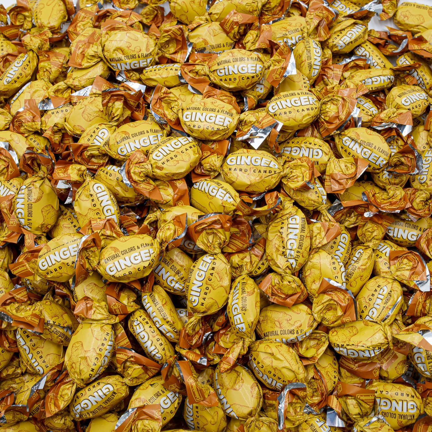 GINGER Hard Candy for Nausea Relief 1 lb - Colombina Bulk Candies, Individually Wrapped (109 Pieces), Natural Turmeric and Ginger, Gluten Free