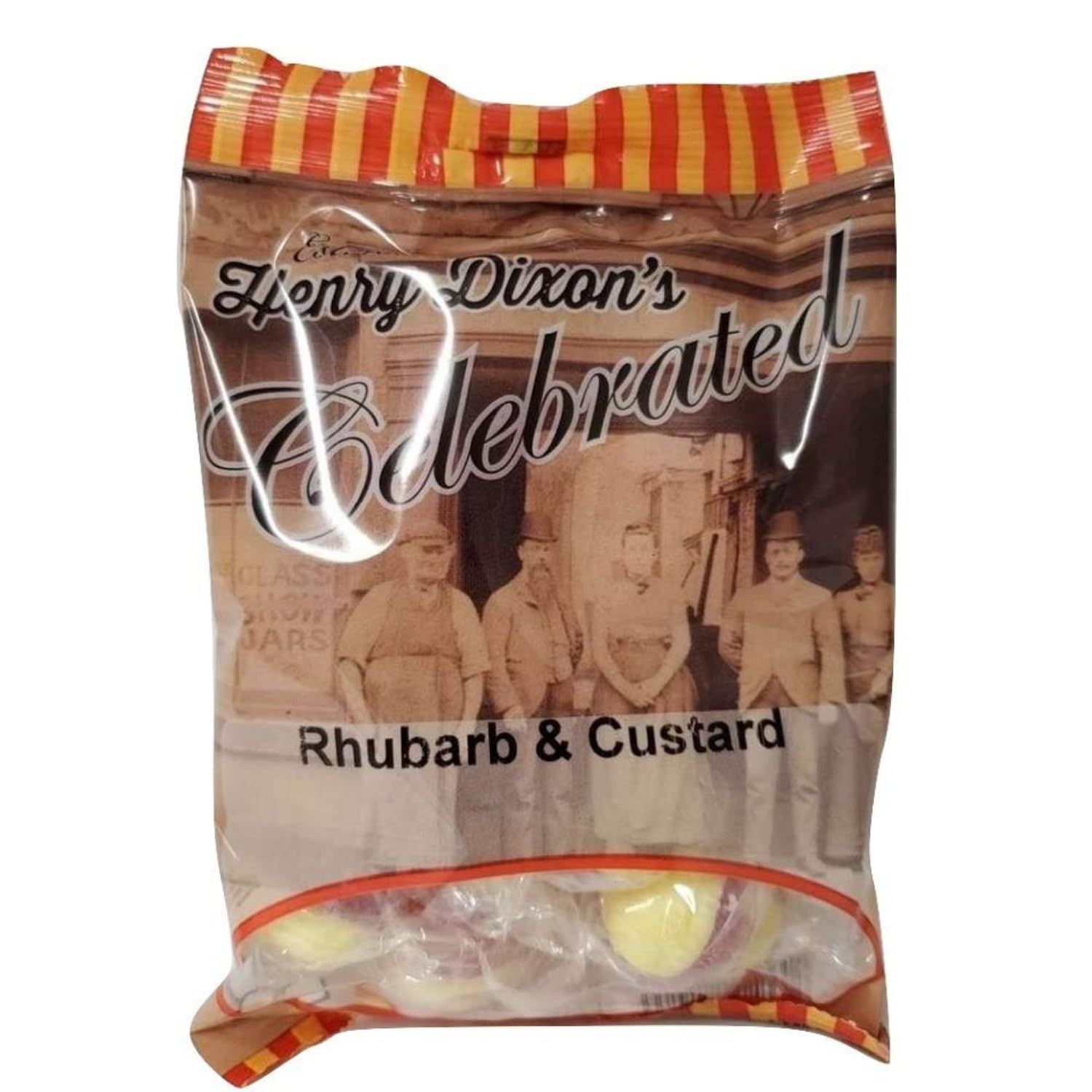 Henry Dixons Rhubarb Custard Candy Old Fashioned British Sweets Individually Wrapped English Toffee UK Favorites Hard Boiled Sweets 4.23 Oz (120gm)