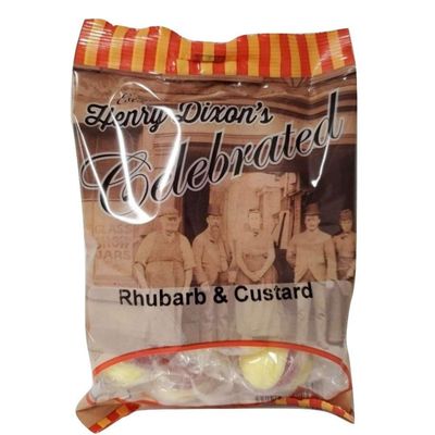 Henry Dixons Rhubarb Custard Candy Old Fashioned British Sweets Individually Wrapped English Toffee UK Favorites Hard Boiled Sweets 4.23 Oz (120gm)