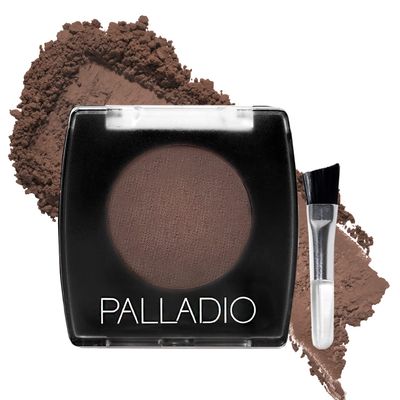Palladio Brow Powder for Eyebrows, Soft and Natural Eyebrow Powder with Jojoba Oil Shea Butter, Helps Enhance Define Brows, Compact Size for Purse or Travel, Includes Applicator Brush, Dark Brown