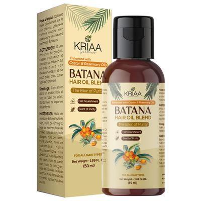 KRIAA GOODNESS Mixed Batana Oil for Hair (50ml) Enriched with Castor Oil Rosemary Oil Daily Use Scalp Oil Massage Natural Hair Nourishment for Gorgeous Hair Adds Shine Sweet Smell Pre Shampoo