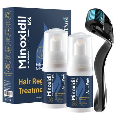 Yuaben Minoxidil Foam for Men and Women: 5 Infused with Biotin, Extra Strength, Regrowth Treatments to Combat Hair Loss, Dark Blue