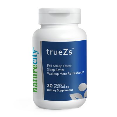 NatureCity TrueZs Melatonin-Free Natural Sleep Aids for Adults - Ashwagandha, L-Theanine, and Saffron Powder Sleep Pills to Support Falling and Staying Asleep (30 Veggie Capsules)