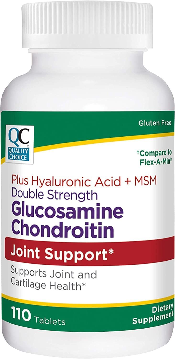 Quality Choice Double Strength Glucosamine Chondroitin Hyaluronic Acid, MSM Tablets, 110 Count Bottles of Joint Support
