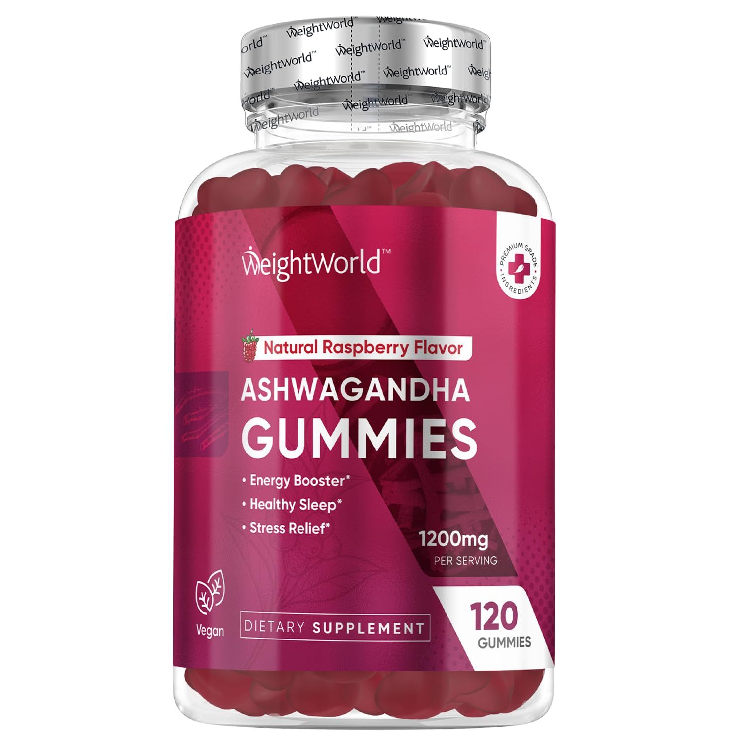 WeightWorld Ashwagandha Gummies for Women and Men 1200mg - 120 Gummies (2-Month Supply) - Ashwagandha Supplement Gummies for Energy Booster, Healthy Sleep Stress Relief - Vegan Gluten-Free