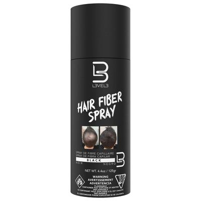 L3 Level 3 Black Hair Fiber Spray - Covers Bald Spots Thinning Hair - Instant Gray Coverage Thicker Hair Appearance