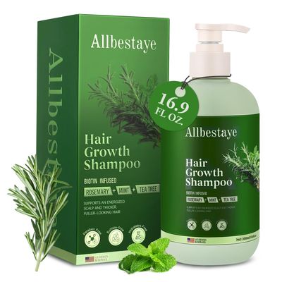 Rosemary Hair Growth Shampoo, Shampoo for Hair Loss, Biotin Shampoo for Thinning Hair for Women and Men, Rosemary Mint Hair Thickening Shampoo with Tea Tree Oil 16.9 Fl.Oz