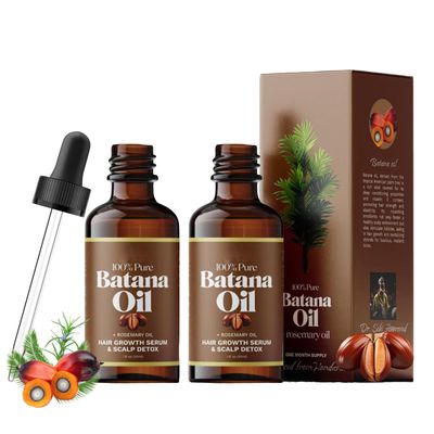 Batana Oil for Hair Growth, Upgrade 100 Natural Raw Batana Oil Unrefined Natural Batana Oil Revitalized Hair Strength - Promotes Hair Thickness for Women Men Hair Care Oil, 30ML (2Pcs)