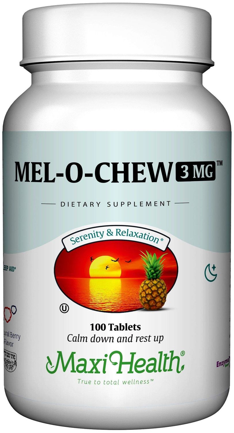 Maxi Health Chewable Melatonin, Kosher Berry Flavor, 3mg Melatonin for Adults or Teens, Natural Aid for Adults, Melatonin Chewables Alternative to Melatonin Gummies Higher 3 mg Dose, (100 Count)