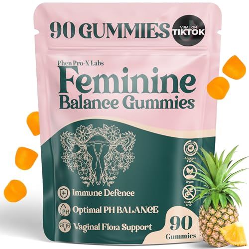 Premium Feminine Balance Gummies for Womens - Hawaiian Pineapple Gummies for Women pH, 4-in-1 Benefits Includes pH Balance, Healthy Odor, Flora and Immune Support -90 Count (Vegan Gluten-Free)