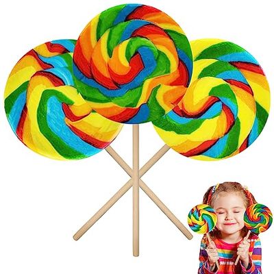 Fruidles Jumbo Rainbow Swirl Lollipop, Individually Wrapped Sucker - 4&quot; Inch, 110 Gram (Pack of 12)