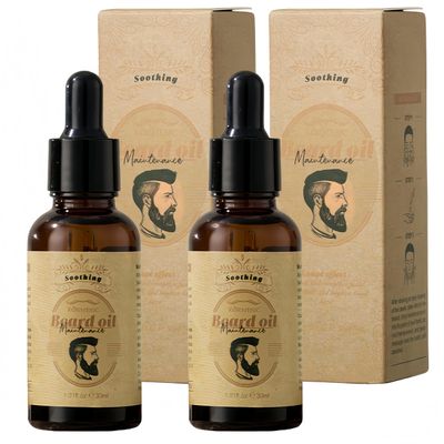Beard Oil 2-Pack - Avocado, Macadamia Safflower Oil Blend for Men Softens Coarse Hair, Deep Moisturizer Growth Treatment Mineral Oil Formula