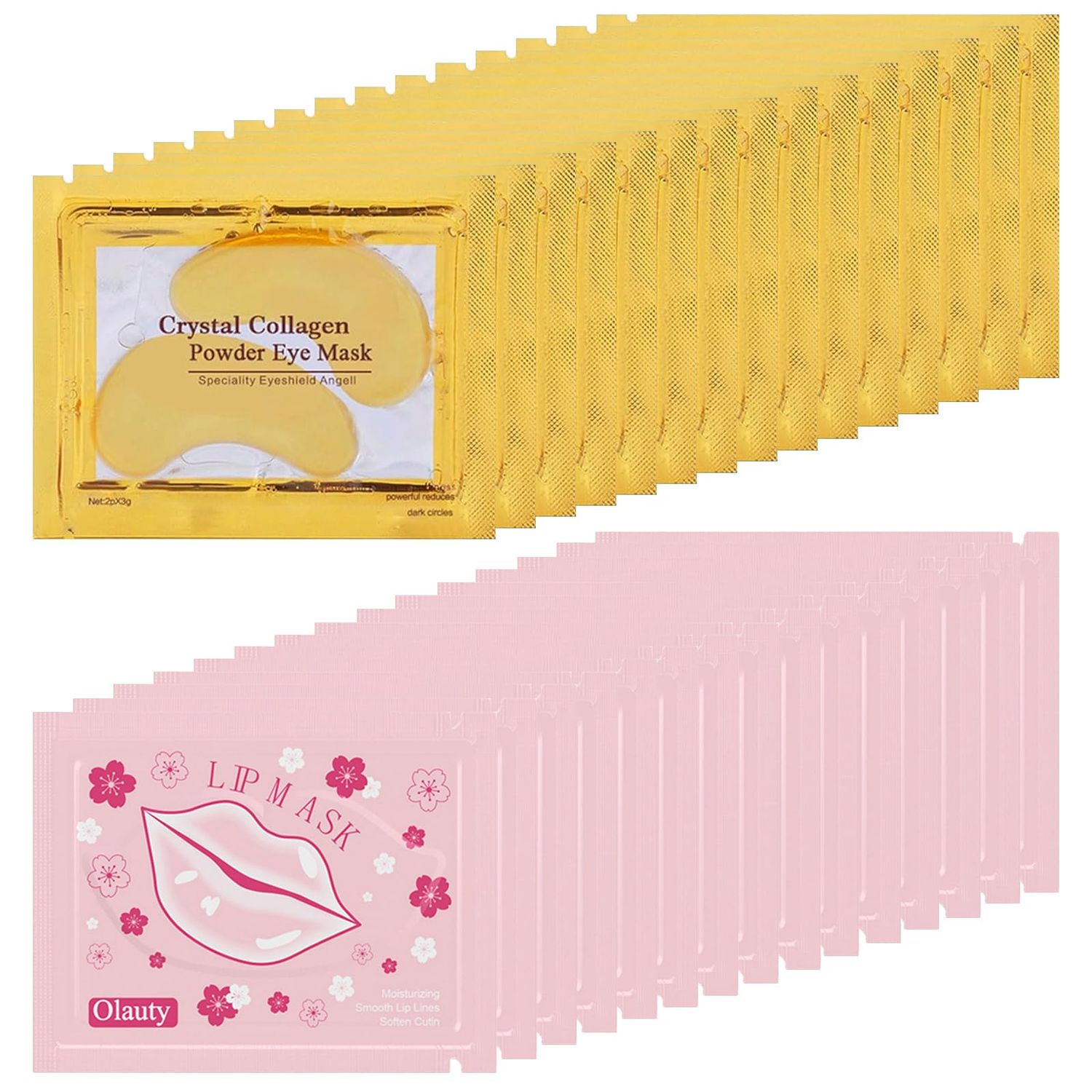 30 Pairs Lip Masks 24K Gold Eye Mask Bulk Mother&#39;s Day Gifts, Collagen Crystal Under Eye Patches for Puffy Eyes, Effectively Moisturizing Lip Eye Skin Care, Reducing Fine Lines Dark Circles