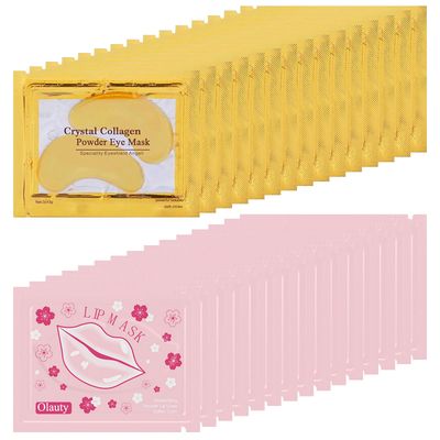 30 Pairs Lip Masks 24K Gold Eye Mask Bulk Mother&#39;s Day Gifts, Collagen Crystal Under Eye Patches for Puffy Eyes, Effectively Moisturizing Lip Eye Skin Care, Reducing Fine Lines Dark Circles
