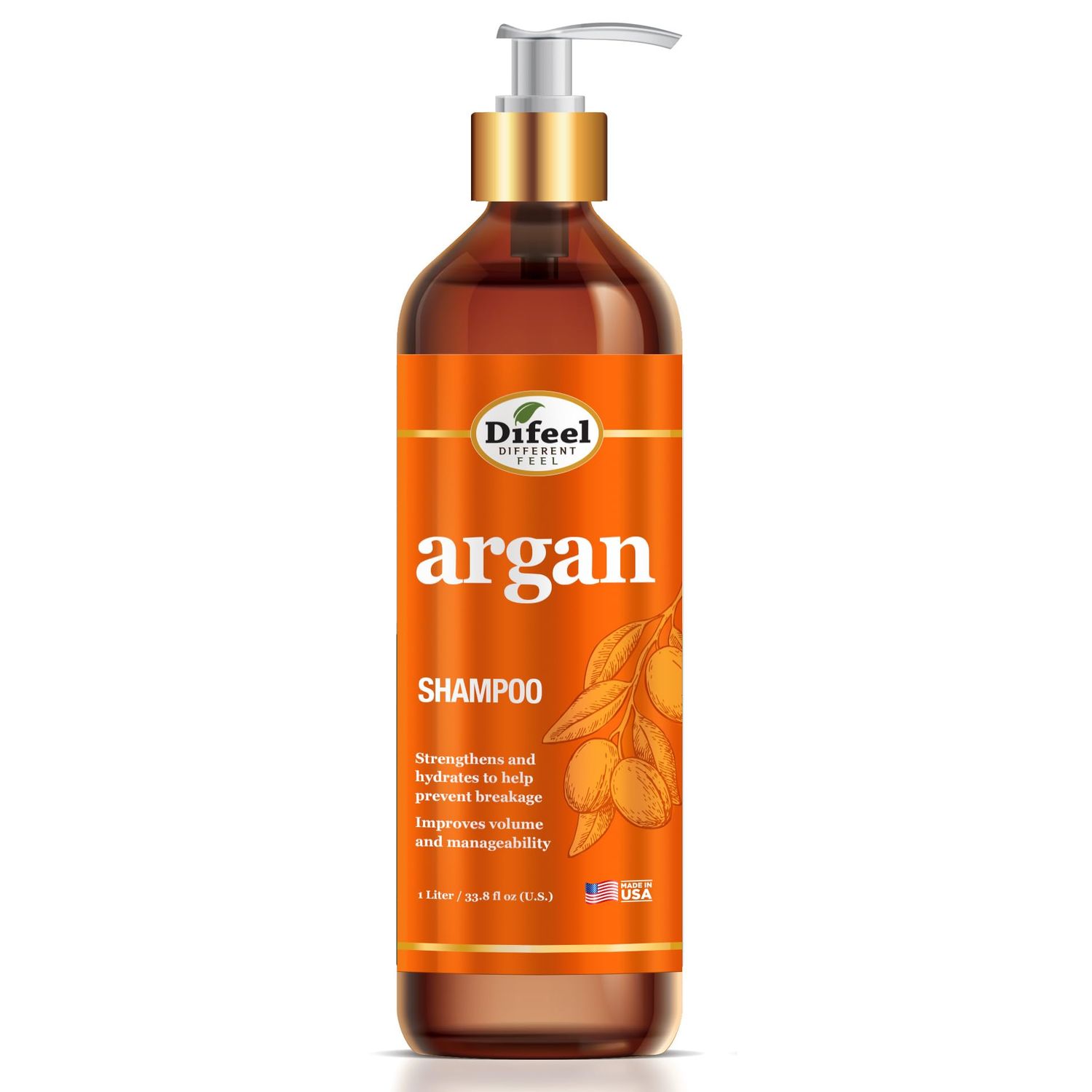 Difeel Elevated Argan Shampoo 33.8 Ounces - Natural Paraben Free Shampoo for Hair, Argan Oil Shampoo