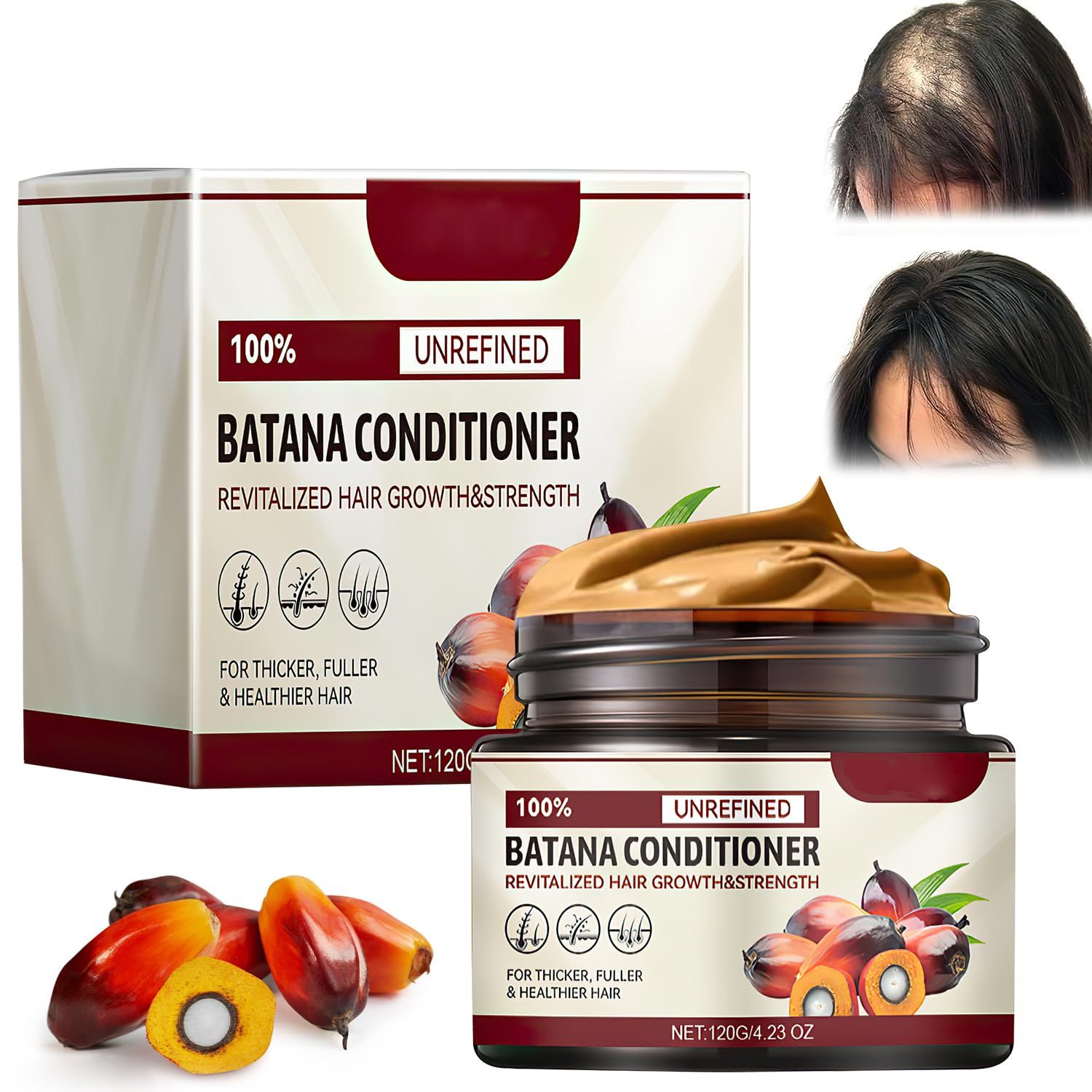 Batana Organic Hair Growth Oil and Conditioner - 100 Natural from Honduras, Helps Restore Damaged Hair for Men Women