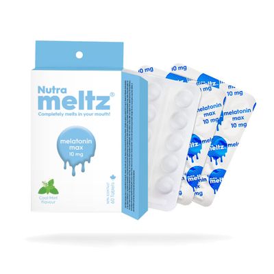 Nutra meltz Melatonin 10 mg Tablets - Natural Sleep Aid Melatonin Supplement for Jet Lag, Helps with Sleep Cycle, Quick Dissolving Tablets for Restful Sleep - Mint Flavor 60 Tablets