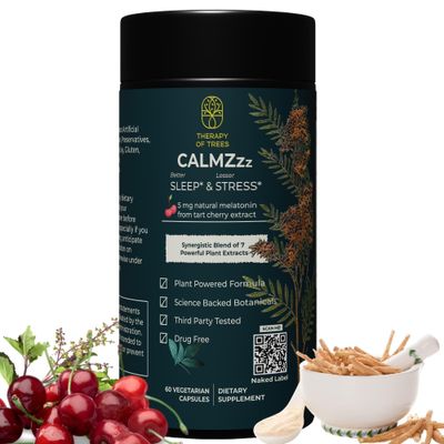 Therapy of Trees Advanced Sleep Aid with Melatonin and 7 Super Plants Non-Habit Forming, 100 Natural Sleep Supplement Only Plants Nothing Else, Natural Sleep Aids for Adults Melatonin 5mg