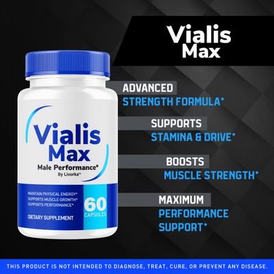 Vialis Max Pills for Men - Official Vialis Max Premium Male Support Formula for Fast Acting Energy, Endurance and Performance, VialisMax Capsules Advanced Formula, 60 Capsules for 1 Month