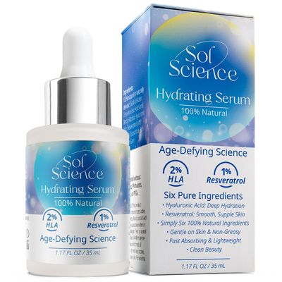 Ultra Hydrating Face Serum - Hyaluronic Acid Resveratrol for Dry Skin - Lightweight All Natural Formula for Daily Moisture Radiance - Boosts Moisture for a Dewy Glow 1.17 FL Oz