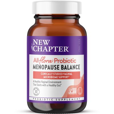 New Chapter All-Flora Probiotic Menopause Balance, Ultra-Concentrated Probiotics for Women with Black Cohosh for Menopause Hot Flashes, 100 Vegan, 30 Vegan Capsules