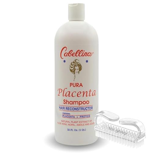 Cabellina Reconstructor Shampoo with Proteins, Keratin Amino Acids Natural Oils. Includes Root Brush - 32 fl oz - PURA PLACENTA (1 Count)