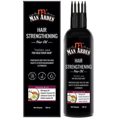 Man Arden Hair Strengthening Hair Oil With Comb Applicator for Men, For Nourishment Strength, Bhringraj Oil, Organic Coconut Oil, Jamaican Castor Oil, Golden Jojoba Oil, 100 ml