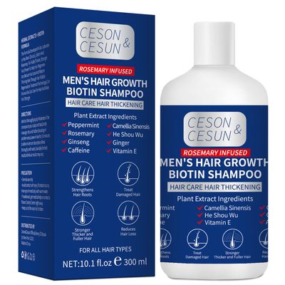 CesonCesun Men&#39;s Hair Growth Thickening Shampoo for Anti-Thinning Volumizing Biotin Organics Rosemary Strengthening Shampoo Hydrate Cleanse Hair Scalp Dry Damaged Hair Care For Men and Women