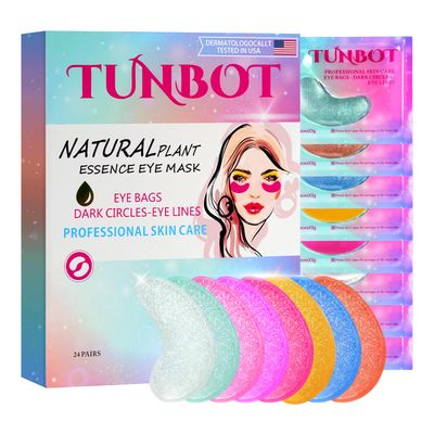 TUNBOT Under Eye Patches - 24 Pairs Natural Plant Extracts Eye Mask for Reduces Puffiness and Dark Circles Facial Anti-Aging, Hyaluronic Acid Eye Gel