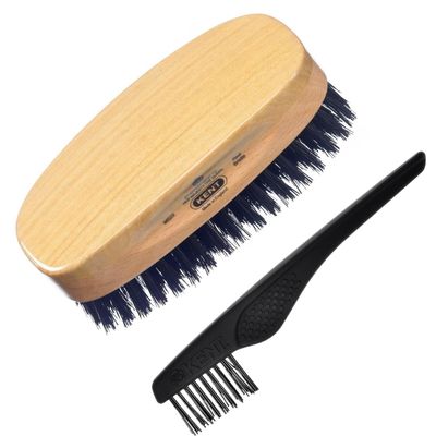 Kent MS23 Finest Men&#39;s Rectangular 100 Natural Satinwood Beechwood Military Hair Brush with Medium Black Bristle for Mens Grooming, Scalp Brush, 360 Wave, and Beard Straightener