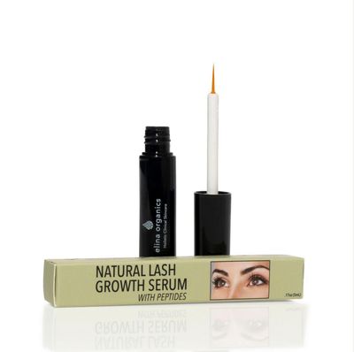 Elina Organics Natural Lash Growth Serum, 0.17oz - Peptide-Infused Eyelash Eyebrow Enhancer with Myristoyl Pentapeptide-17 - Organic, Vegan