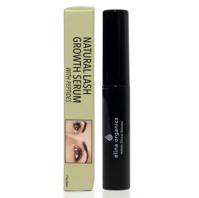 Elina Organics Natural Lash Growth Serum, 0.17oz - Peptide-Infused Eyelash Eyebrow Enhancer with Myristoyl Pentapeptide-17 - Organic, Vegan