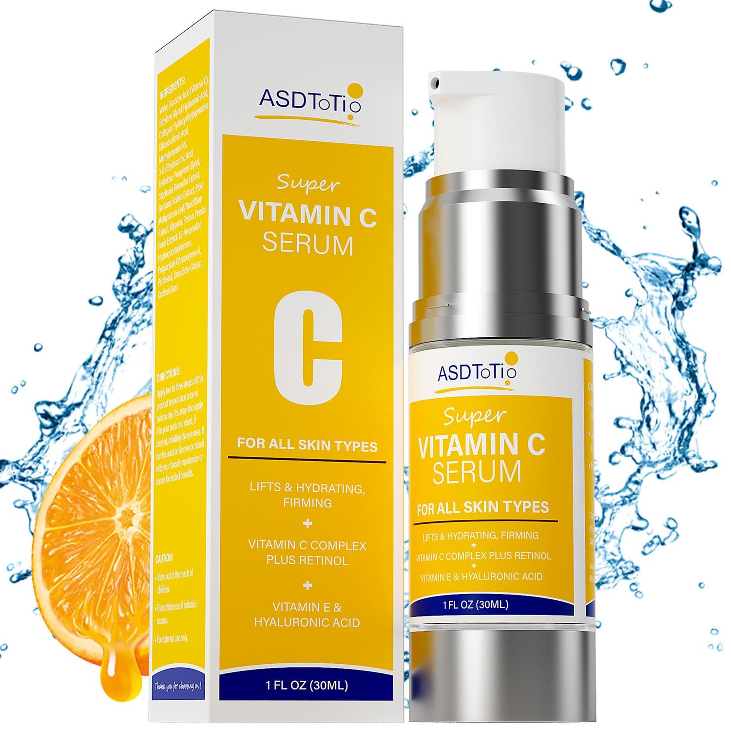 Super Vitamin C Serum With Hyaluronic Acid Collagen Hydrates, Firms, Lifts Skin and Smooth for Women Over 70 Vitamin C Face Serum,1 FL OZ