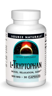 Source Naturals L-Tryptophan, for Mood, Relaxation, and Sleep, 500mg - 30 Capsules