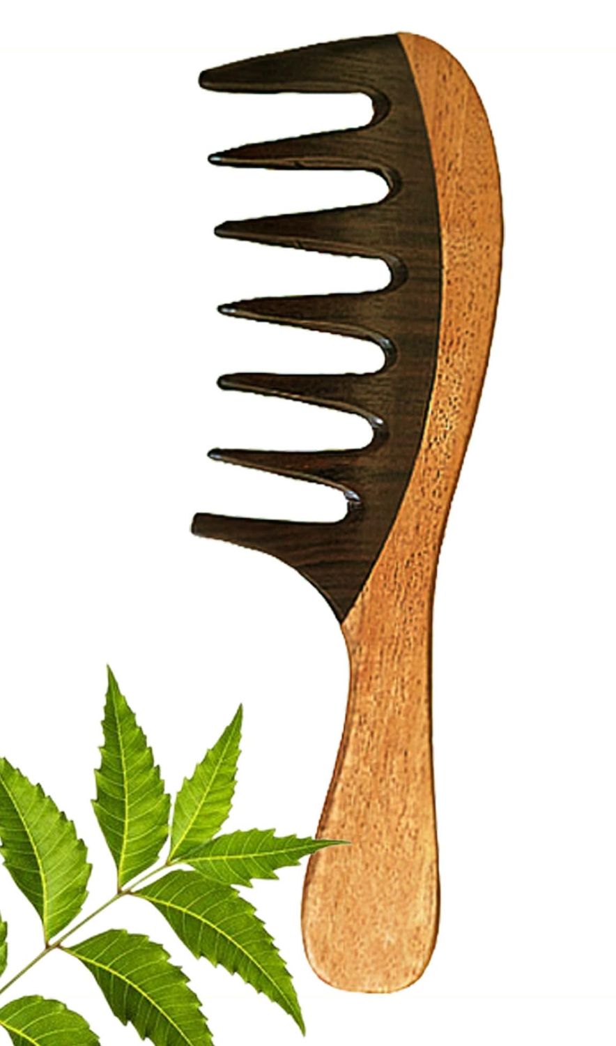 Rufiys Neem Wooden Hair Comb for Women Men Hair Growth Dandruff Remover Curly Hair Neem Wood Wide Tooth for Detangler