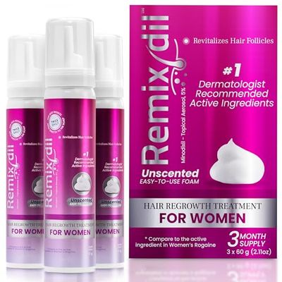 Minoxidil for Women 5 Minoxidil For Women Hair Growth Hair Regrowth Treatment Unscented Topical Foam Dermatologist Recommended Clinically Proven Formula 3 Month Supply