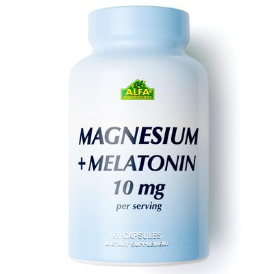 Magnesium Plus Melatonin 10 mg Sleep Supplement by Alfa Vitamins for Sleep Improvement and Relaxation, 60 Capsules