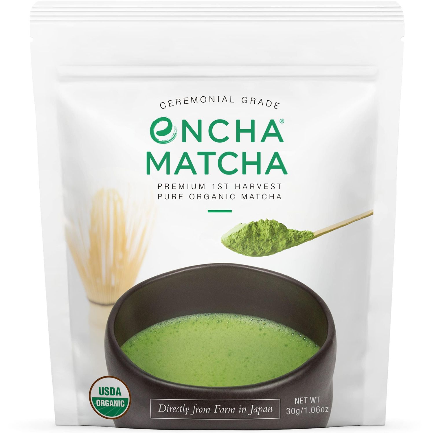 Encha Ceremonial Grade Matcha Powder, Organic First Harvest Japanese Matcha Green Tea, Matcha Tea From Uji, Japan (30g1.06oz)