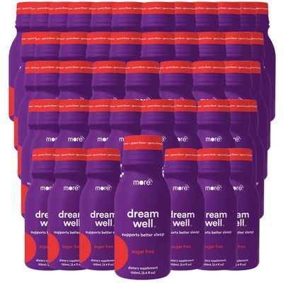 More Labs Dream Well Holistic Sleep Shot Drink 48 Pack Non-Habit Forming Lemon Balm, Melatonin and Glycine Sleep Support Solution