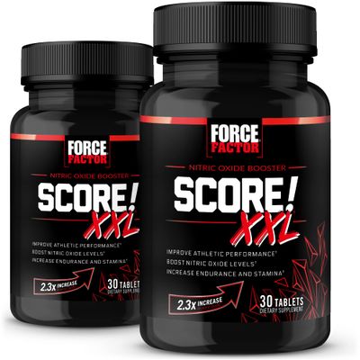 FORCE FACTOR Score! XXL, 2-Pack, Nitric Oxide Booster Supplement for Men with L-Citrulline, Black Maca, Tribulus to Improve Athletic Performance, Increase Stamina, Support Blood Flow, 60 Tablets