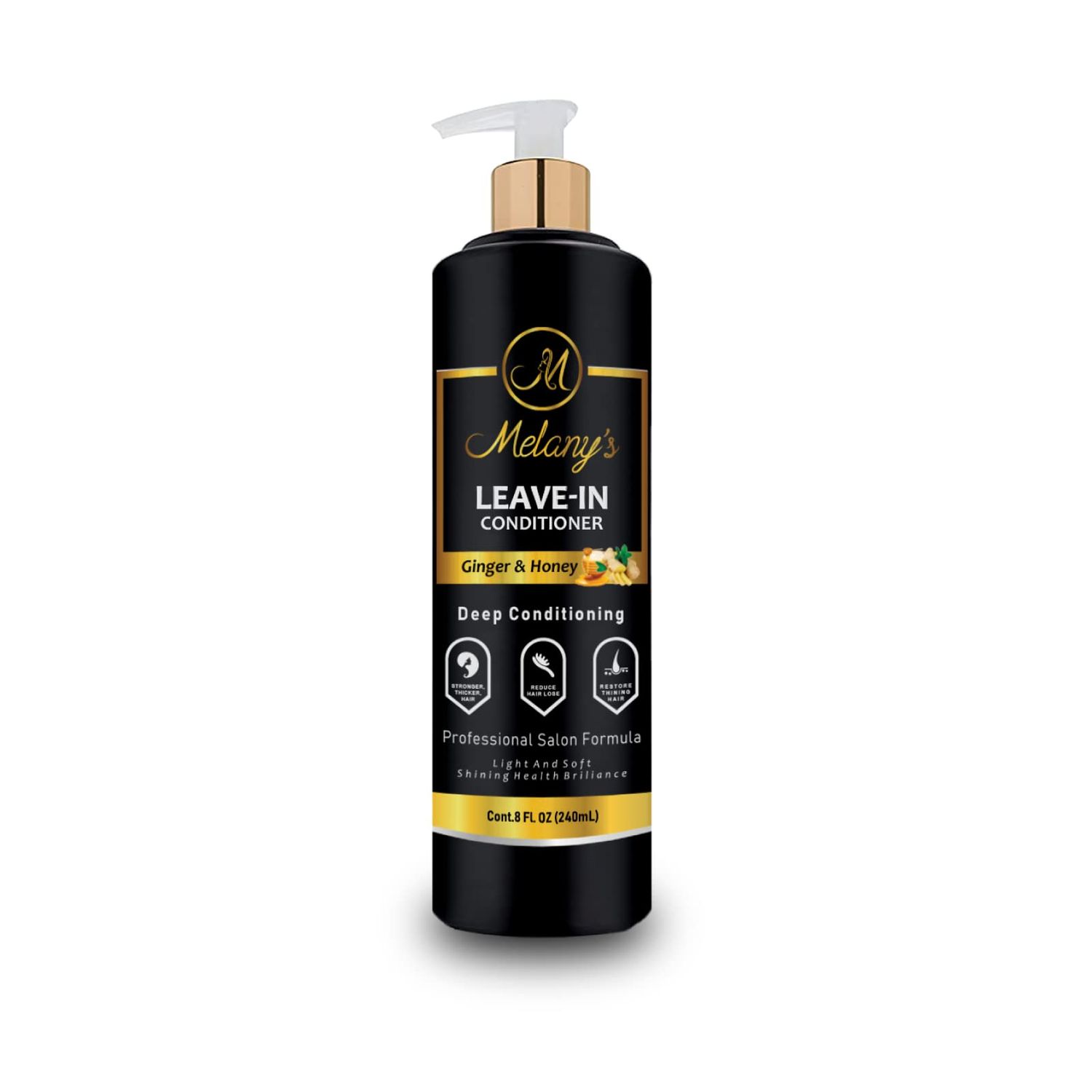 Melany&#39;s Hair Growth Leave-In Conditioner, Ginger Honey, Anti-Thinning and Regrowth Support, Daily Hydrating, Strengthening, Volumizing Fuller Hair Natural Herb Treatment