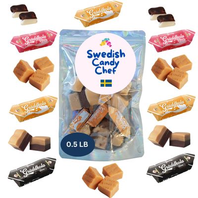 Fudge Toffee Mix - Soft Sweet, Rich Creamy Taste Hand Packed in Sweden - .5LB, Swedish Candy Chef