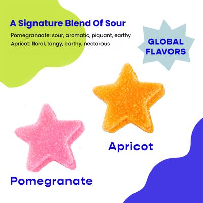 Better Sour Pomegranate Apricot Gummy Stars Candy, Sour Gummies with Bold Fruit Flavor, Mouthwatering Sour Candy Made with Real Fruit Juice, Vegan and Gluten-Free Treats, 10 Pouch Set